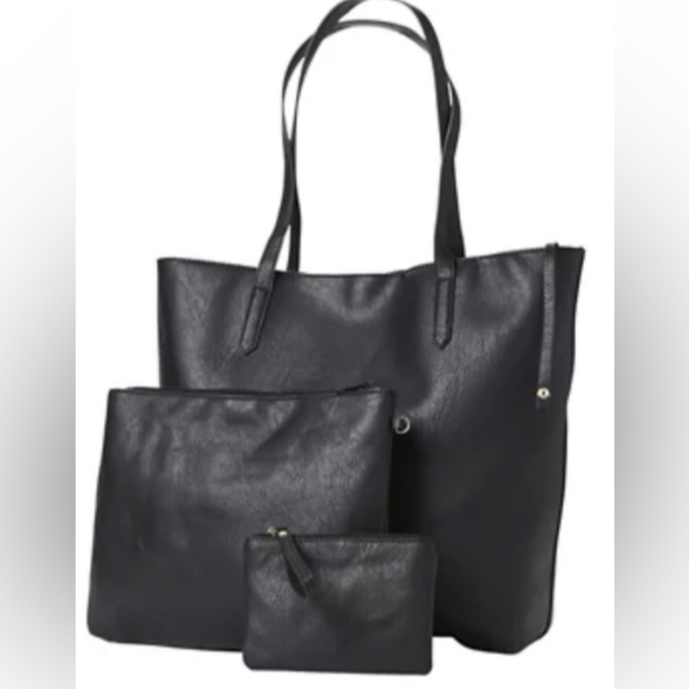 KIM ROGERS BLACK 3 in 1 TOTE Handbag, pouch, wristlet NWT